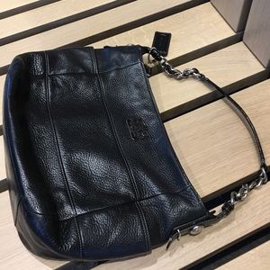 Coach black leather shoulder bag